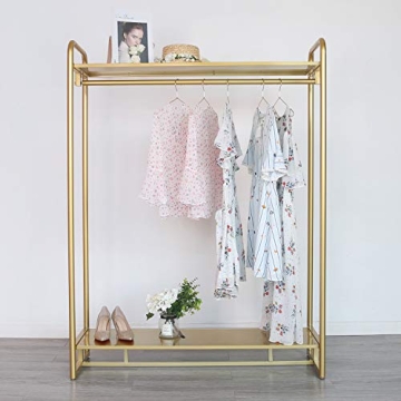Elegant HOMEKAYT Gold Clothing Rack with Shelf