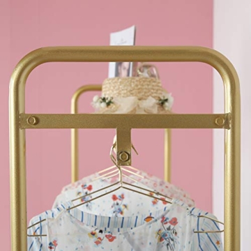 Elegant HOMEKAYT Gold Clothing Rack with Shelf