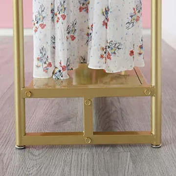 Elegant HOMEKAYT Gold Clothing Rack with Shelf