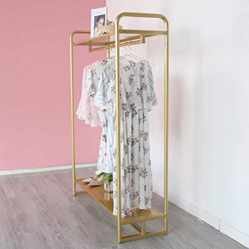 Elegant HOMEKAYT Gold Clothing Rack with Shelf