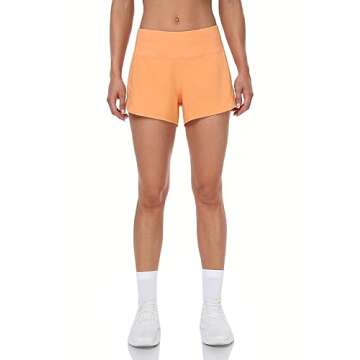 HeyNuts Focus Running Shorts for Women, Mid Waisted Athletic Shorts with Liner Workout Shorts with Z...