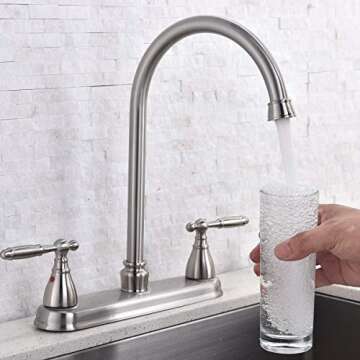 SHACO Kitchen Faucet with Side Sprayer, Stainless Steel Faucet for Kitchen Sinks 3 Hole or 4 Hole, 2...