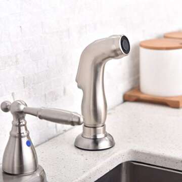 SHACO Kitchen Faucet with Side Sprayer, Stainless Steel Faucet for Kitchen Sinks 3 Hole or 4 Hole, 2 Handle High Arc Kitchen Faucet with Water Supply Line