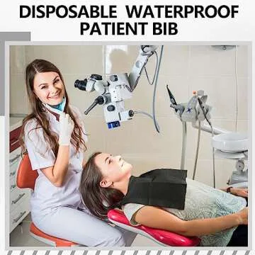 EZEELAI Black Dental Bibs - 50 PCS Waterproof 3-Ply Disposable Sheets for Dental & Tattoo Care