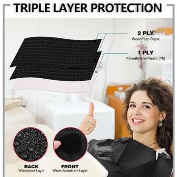 EZEELAI Black Dental Bibs Disposable Dentist Bibs 13" x 18", 50 PCS Patient Bibs Tattoo Paper Npkins 3 Ply Waterproof Dental Bib Sheets Dentist or Medical Tray Cover and Nail Table Cover