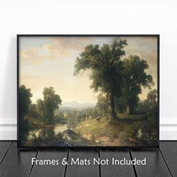 Hudson River Valley Landscape Print - Pastoral Country Home Decor, Vintage Landscape Wall Art Scene ...