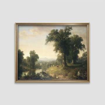 Hudson River Valley Landscape Print - Pastoral Country Home Decor, Vintage Landscape Wall Art Scene - Unframed