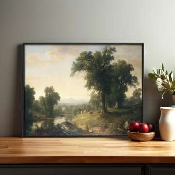 Hudson River Valley Landscape Print - Pastoral Country Home Decor, Vintage Landscape Wall Art Scene - Unframed