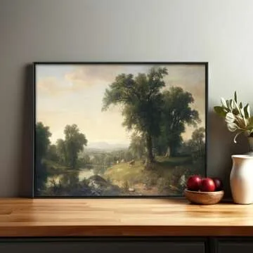 Hudson River Valley Landscape Print - Pastoral Country Home Decor, Vintage Landscape Wall Art Scene - Unframed