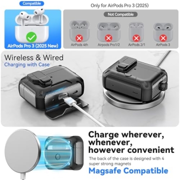 Ekoonpft for AirPods Pro 3 Case 2025, Safety Lock, Phone Stand, Auto-Open Lid Design