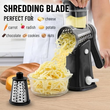 Zulay Rotary Cheese Grater with 5 Interchangeable Blades