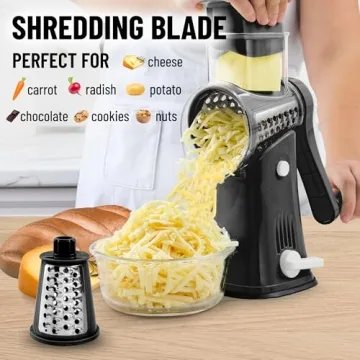 Zulay Rotary Cheese Grater with 5 Interchangeable Blades