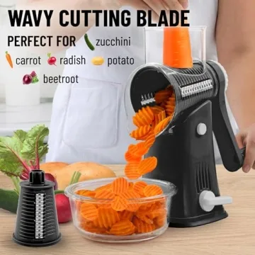 Zulay Rotary Cheese Grater with 5 Interchangeable Blades