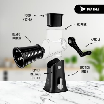 Zulay Rotary Cheese Grater with 5 Interchangeable Blades