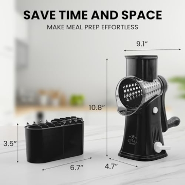 Zulay Rotary Cheese Grater with 5 Interchangeable Blades