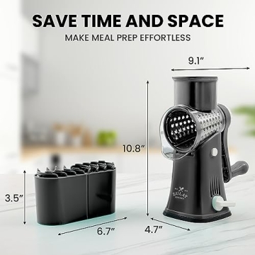 Zulay Rotary Cheese Grater with 5 Interchangeable Blades