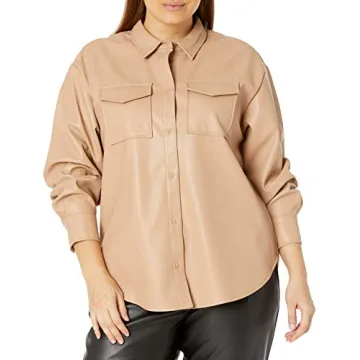Stylish Faux Leather Long Shirt Jacket for Women