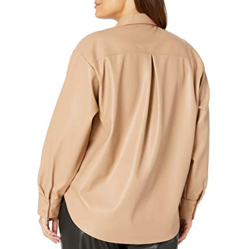 Stylish Faux Leather Long Shirt Jacket for Women