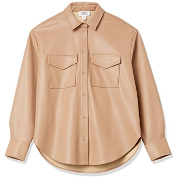 Stylish Faux Leather Long Shirt Jacket for Women