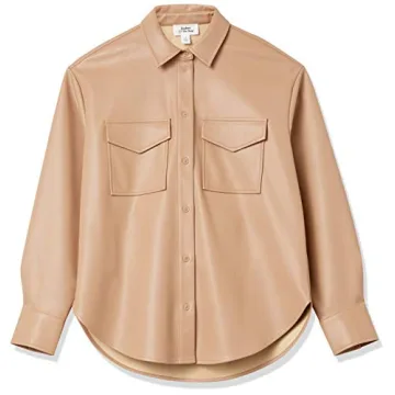Stylish Faux Leather Long Shirt Jacket for Women