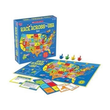 University Games, Scholastic Race Across the USA Board Game - Geography Learning Game for Kids and F...