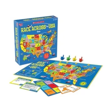 University Games, Scholastic Race Across the USA Board Game - Geography Learning Game for Kids and F...