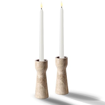 Premium Natural Marble Candle Holders Set of 2 - Elegant Home Decor
