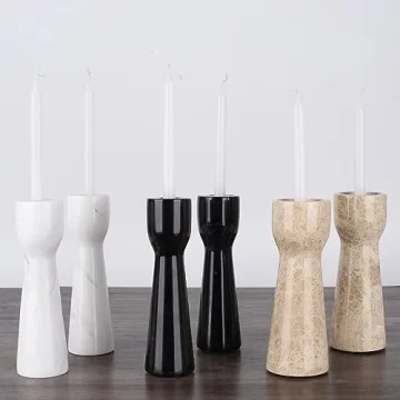 Natural Marble Candle Holders Set Elegant Home Decor