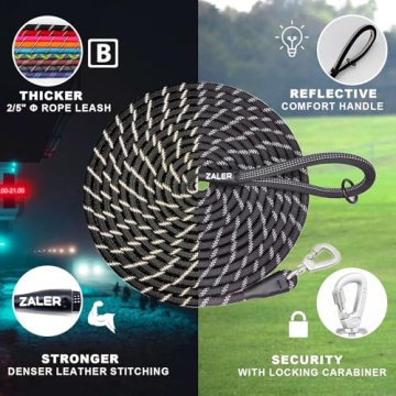 ZALER 50ft Heavy Duty Reflective Dog Training Leash