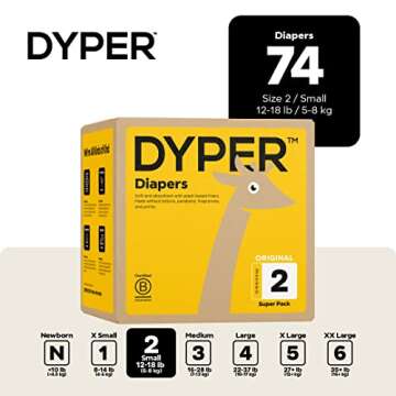 DYPER Viscose from Bamboo Baby Diapers Size 2 | Honest Ingredients | Cloth Alternative | Day & Overn...