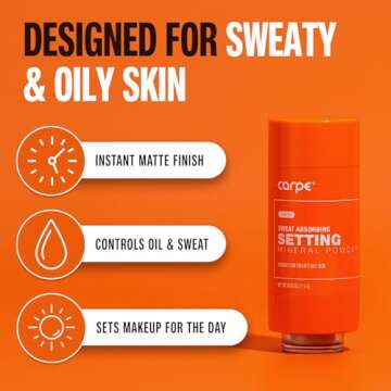 Carpe ~NEW~ Sweat Absorbing Translucent Mineral Powder - Mess-free Loose Powder Makeup That Controls...