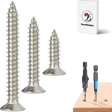 Wood Screws - 120PCS Flat Head Phillips Screws, 304 Stainless Steel Screw with Adjustable Wood Countersink Kit (#8 x 1/2")