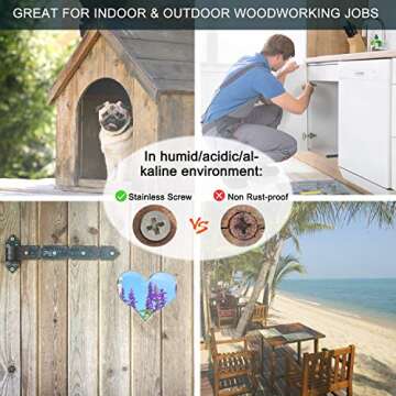 Wood Screws - 120PCS Flat Head Phillips Screws, 304 Stainless Steel Screw with Adjustable Wood Countersink Kit (#8 x 1/2")