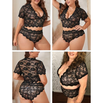 Avidlove Plus Size Floral Lace Lingerie Set for Women