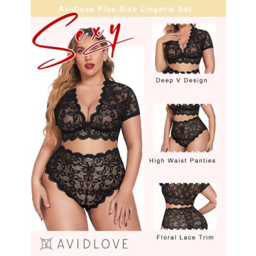 Avidlove Plus Size Floral Lace Lingerie Set for Women
