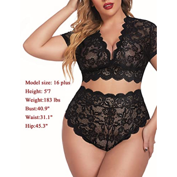 Avidlove Plus Size Floral Lace Lingerie Set for Women