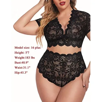 Avidlove Plus Size Floral Lace Lingerie Set for Women