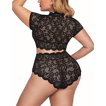 Avidlove Plus Size Floral Lace Lingerie Set for Women