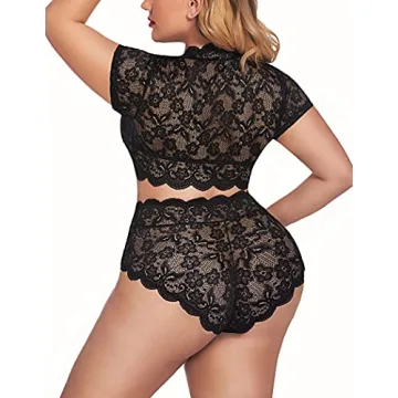 Avidlove Plus Size Floral Lace Lingerie Set for Women
