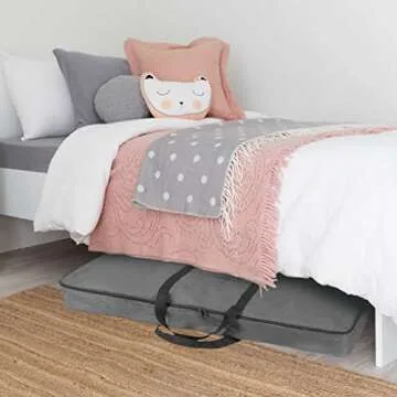 Primode Christmas Wrapping Paper Storage Bag with Pockets | Gift Wrap Organizer Container | 37” x 14” x 4” | Underbed Durable Box Made of 600D Oxford Material (Gray)