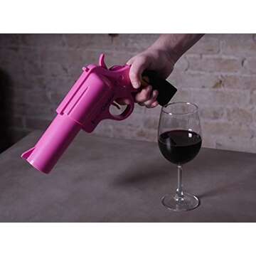 WineOvation Electric Gun Wine Opener (Pink) WNO-01P - Open your Wine Bottle fast and without hassle - Perfect Automatic Corkscrew for Gun Enthusiasts and Wine Lovers