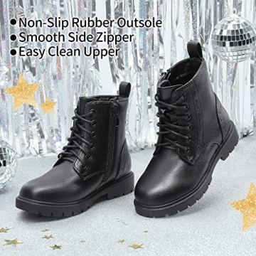 DREAM PAIRS Kids Combat Booties Water-Resistant Side Zipper