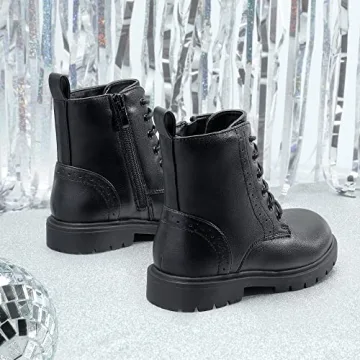 DREAM PAIRS Kids Combat Booties Water-Resistant Side Zipper