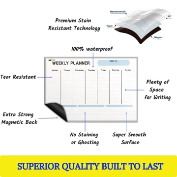Magnetic Weekly Planner - Vibrant Dry Erase Board 17x12