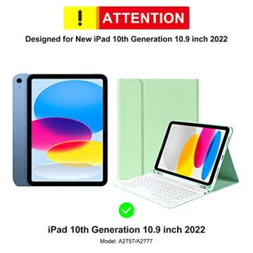 TQQ for iPad 10th Generation Case with Keyboard (10.9", 2022),iPad Keyboard Case for 10.9" 10th Gen,...