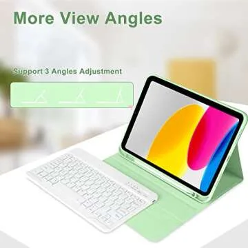 TQQ iPad 10th Gen Case with Detachable Keyboard