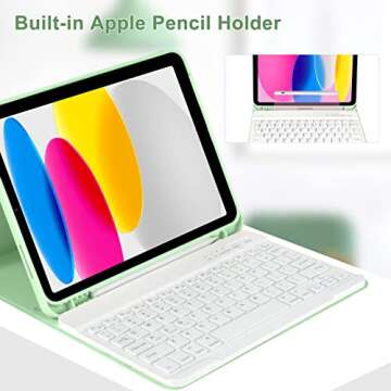 TQQ for iPad 10th Generation Case with Keyboard (10.9", 2022),iPad Keyboard Case for 10.9" 10th Gen, Detachable - Pencil Holder - Flip Stand Cover - Keyboard Case for iPad 10th Gen 10.9 inch 2022
