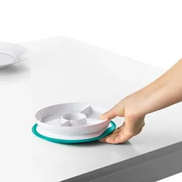 OXO Tot Stick & Stay Suction Divided Plate - Teal, 1 Count (Pack of 1)