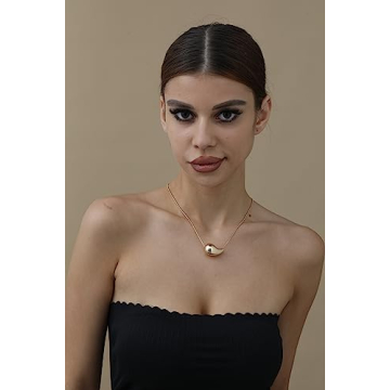 VULETO Drop Necklace Dupes Teardrop 14k Gold Plated Water Drop Chain Hypoallergenic Tear Drop Pendant Necklace Trendy Jewelry for Women