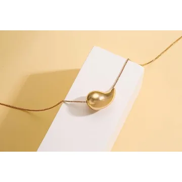 VULETO Drop Necklace Dupes Teardrop 14k Gold Plated Water Drop Chain Hypoallergenic Tear Drop Pendant Necklace Trendy Jewelry for Women